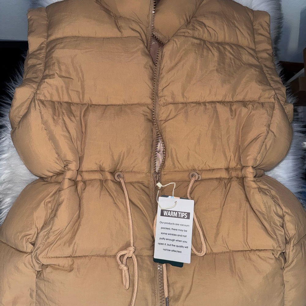 Women's Tan Puffer Jacket